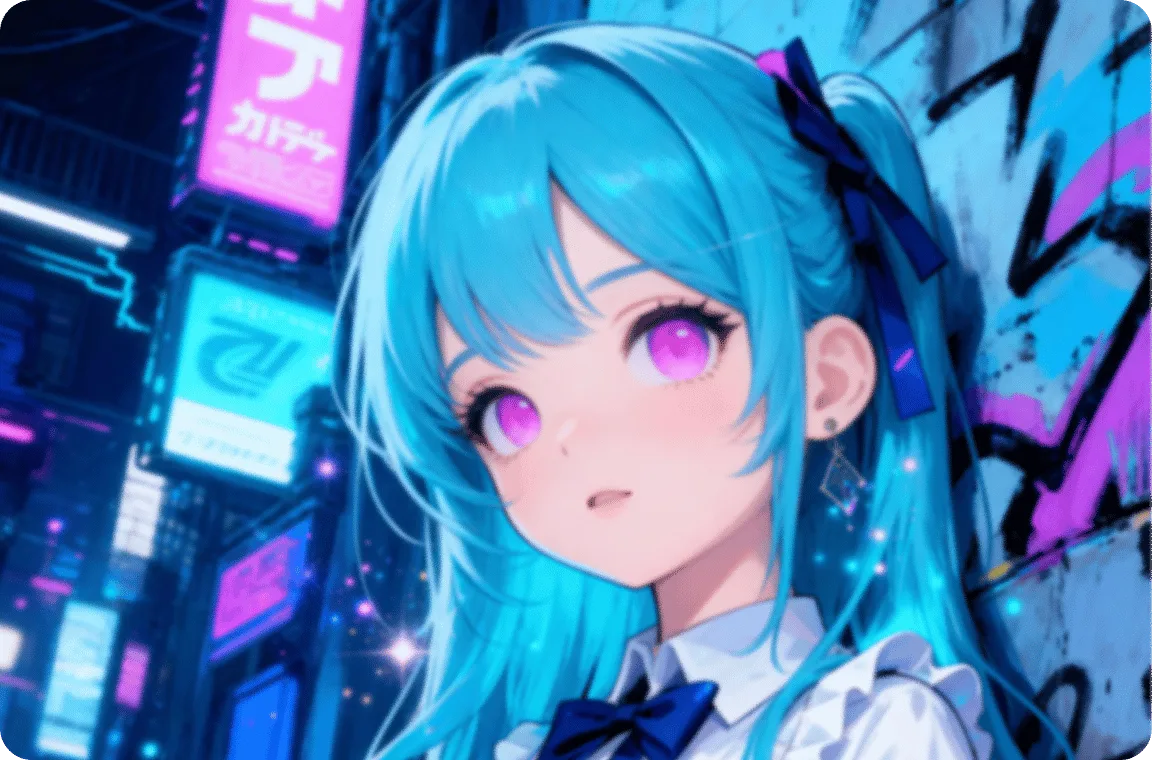 anime character eye and hair detail before upscaling