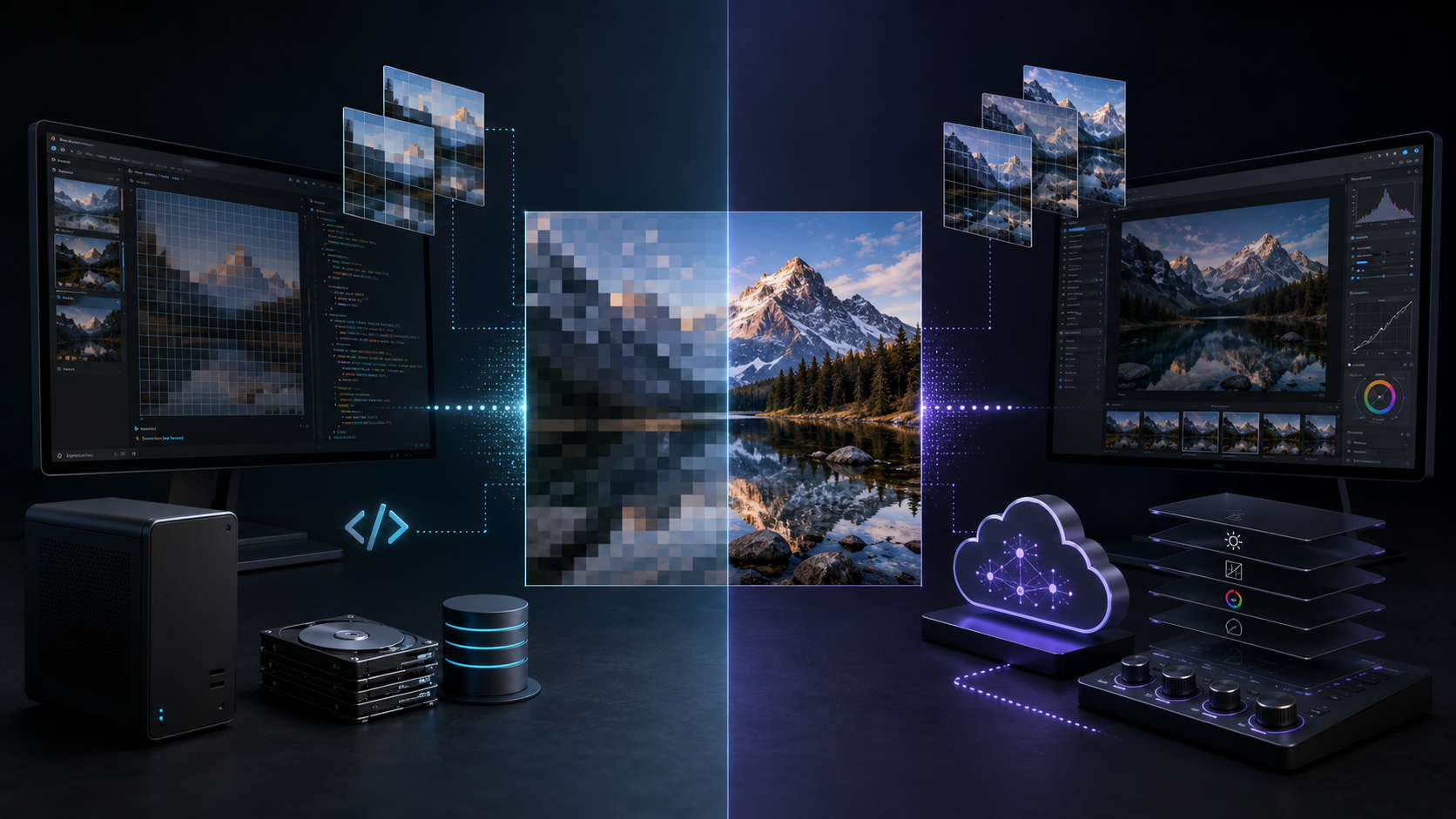 Two image upscaling workflows shown side by side