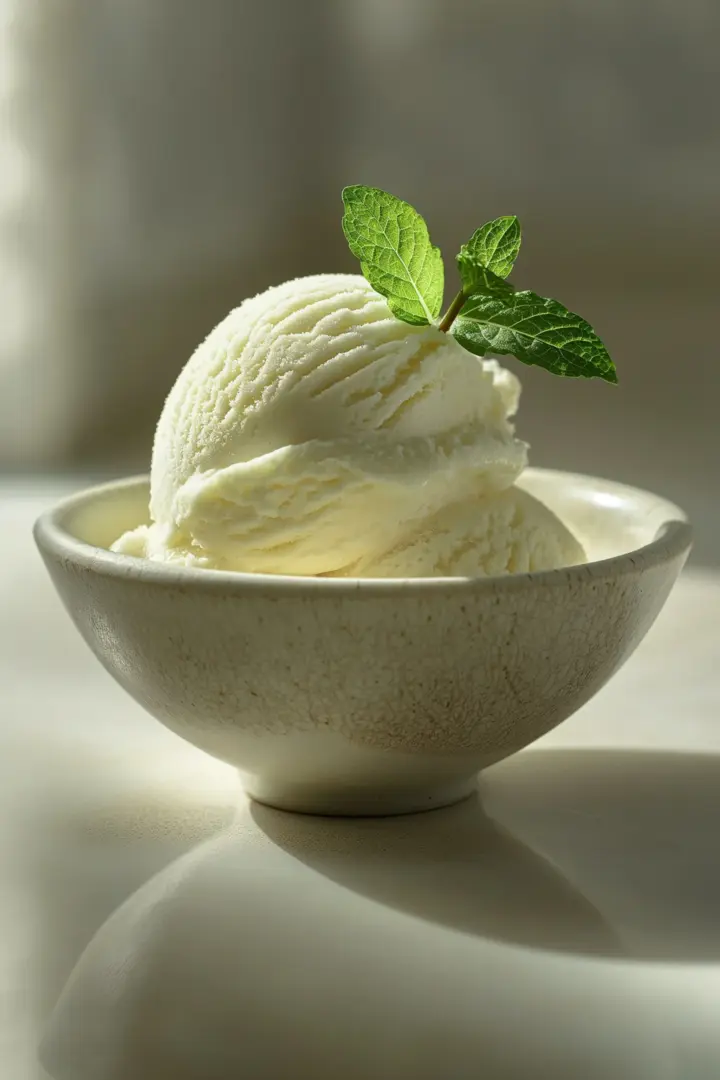Vanilla ice cream product photograph used to inspect product edges and surface texture